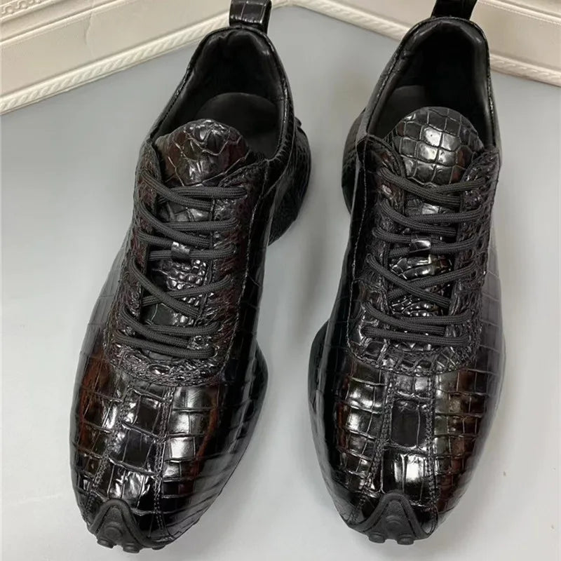 Authentic Exotic Crocodile Skin Men's Casual Sneakers