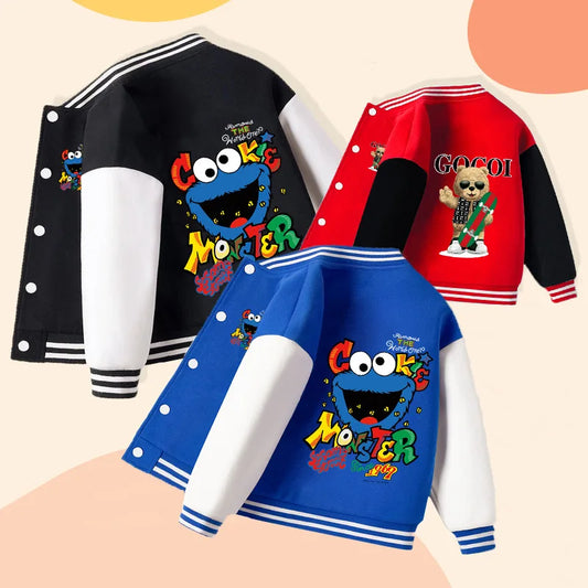 Boys Cartoon Baseball Bomber Jacket