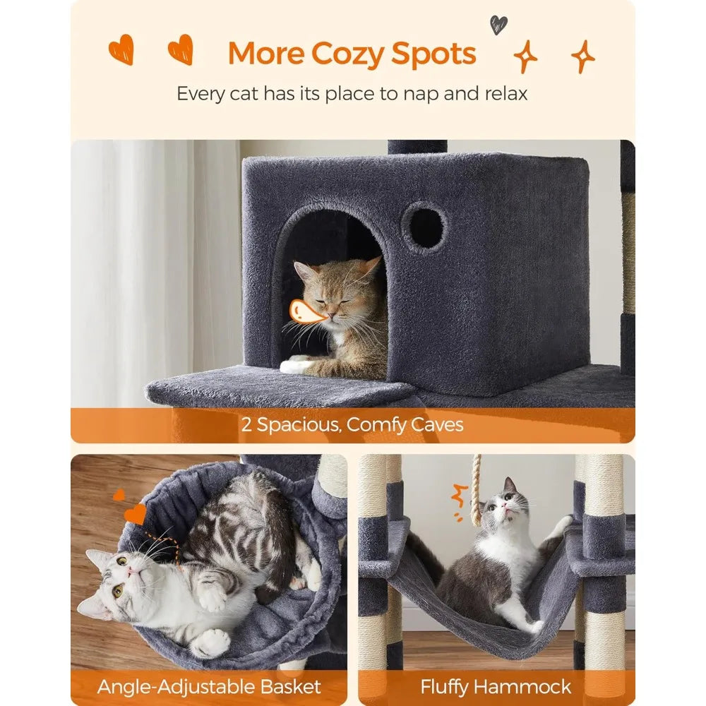 81.1-Inch Large Cat Multi-Level Plush Condo