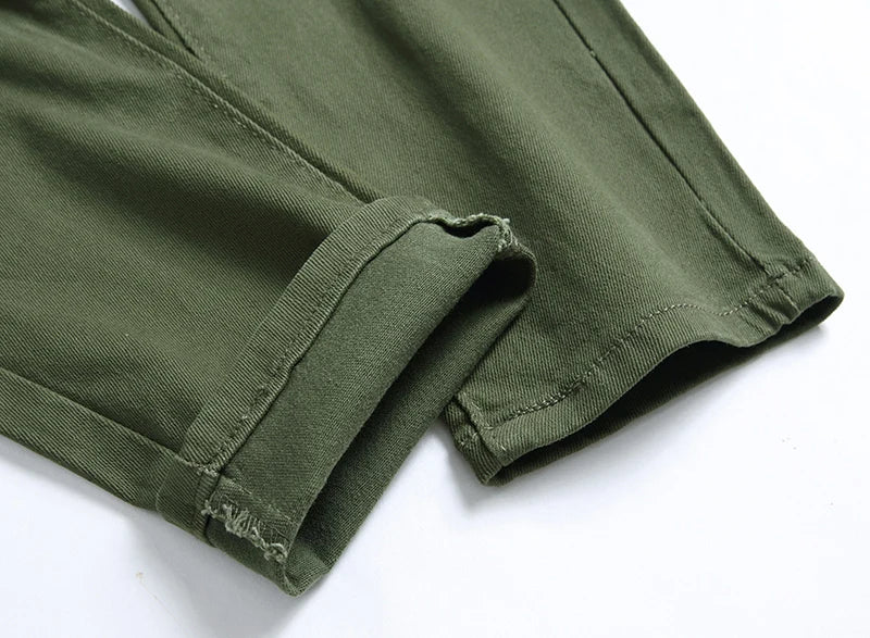 Distressed Slim Skinny Stretch Denim Pants