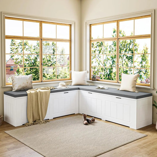 L Shape Corner Bench with Storage