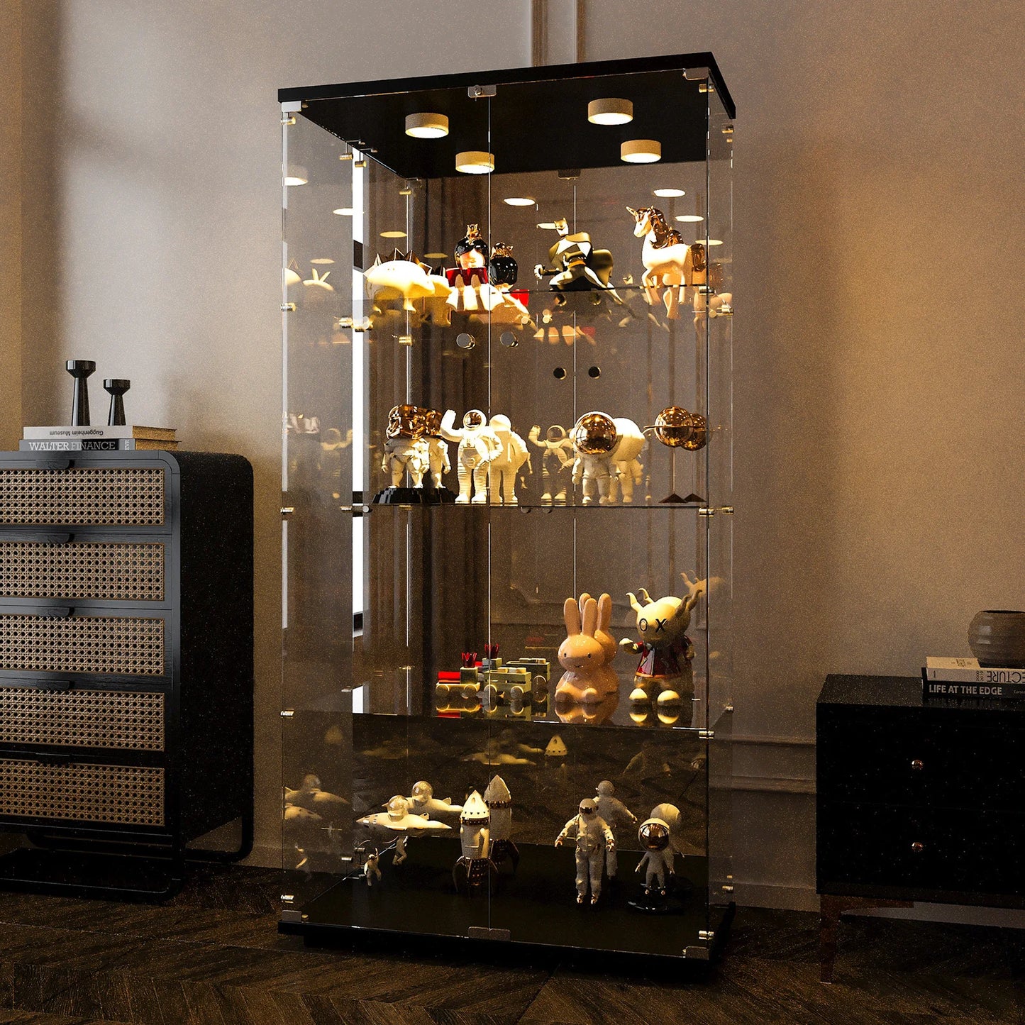 Glass Display with Light Showcase Wine Cabinet