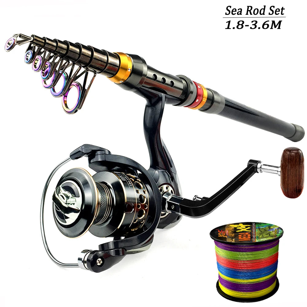1.8-3.6m Spinning Fishing Rod Reel Combo