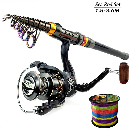 1.8-3.6m Spinning Fishing Rod Reel Combo