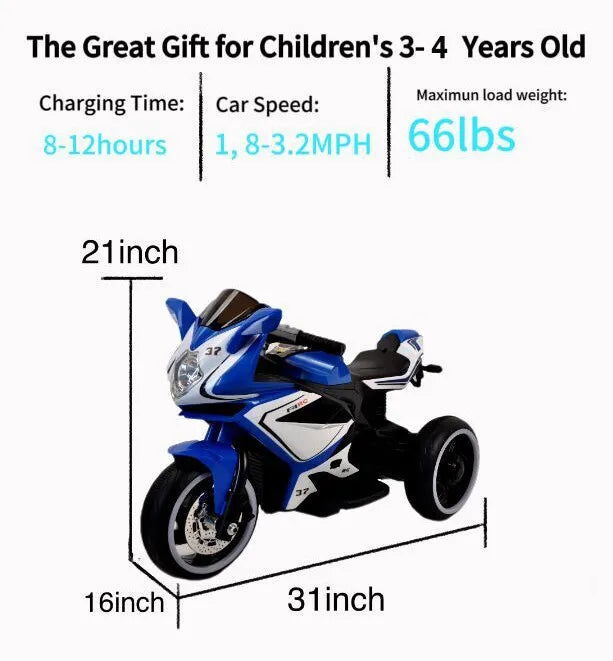 6V Kids Electric motorcycle for 3-4 years boys