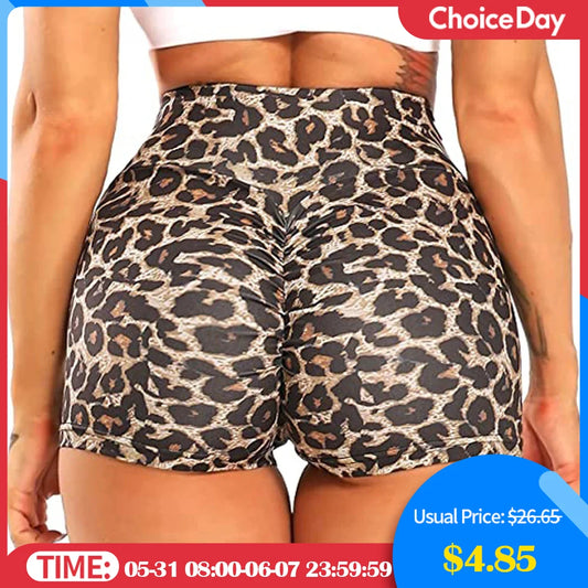 Women's Leopard Print Workout Fitness Yoga Shorts