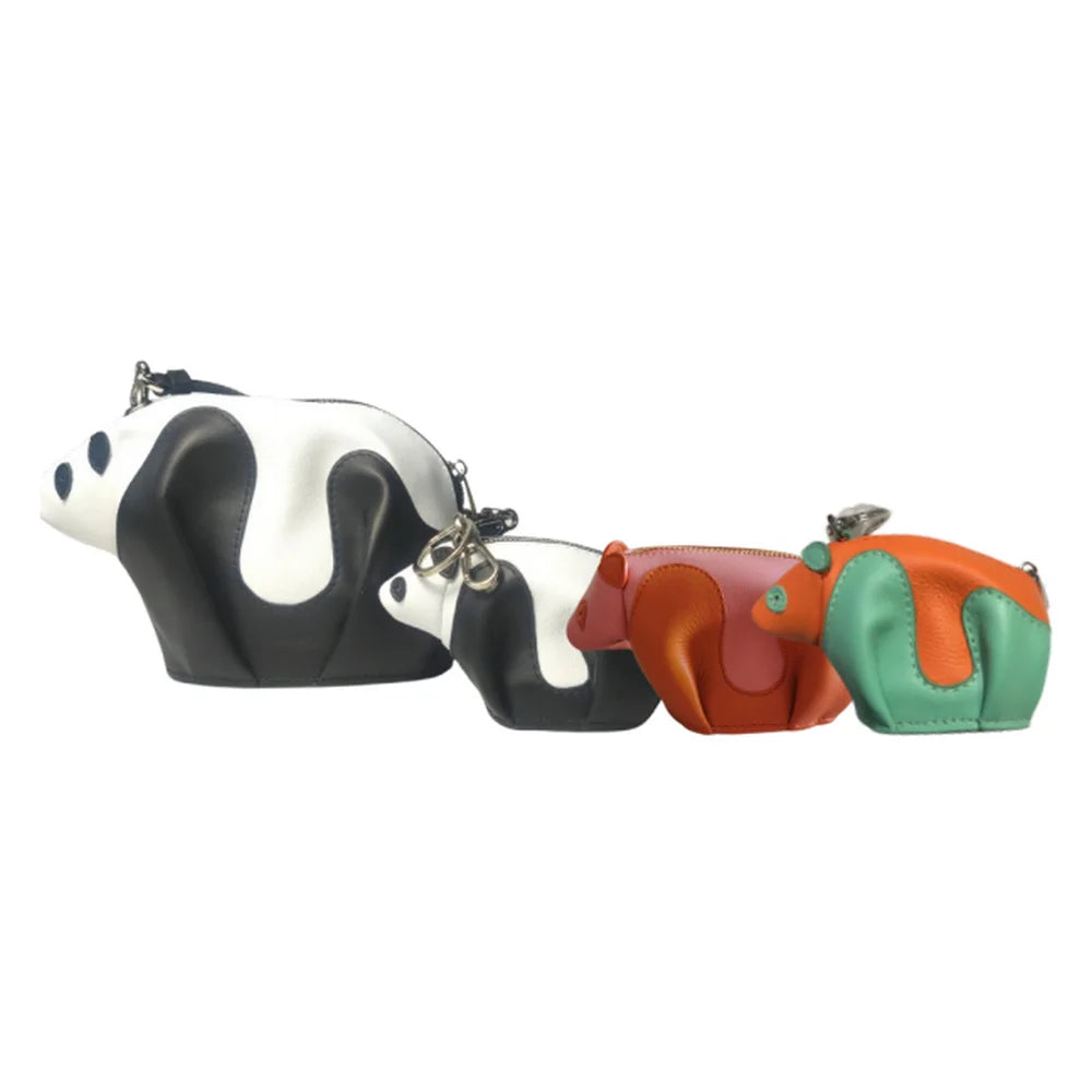Personalized Panda Coin Purse Wallet Genuine Leather