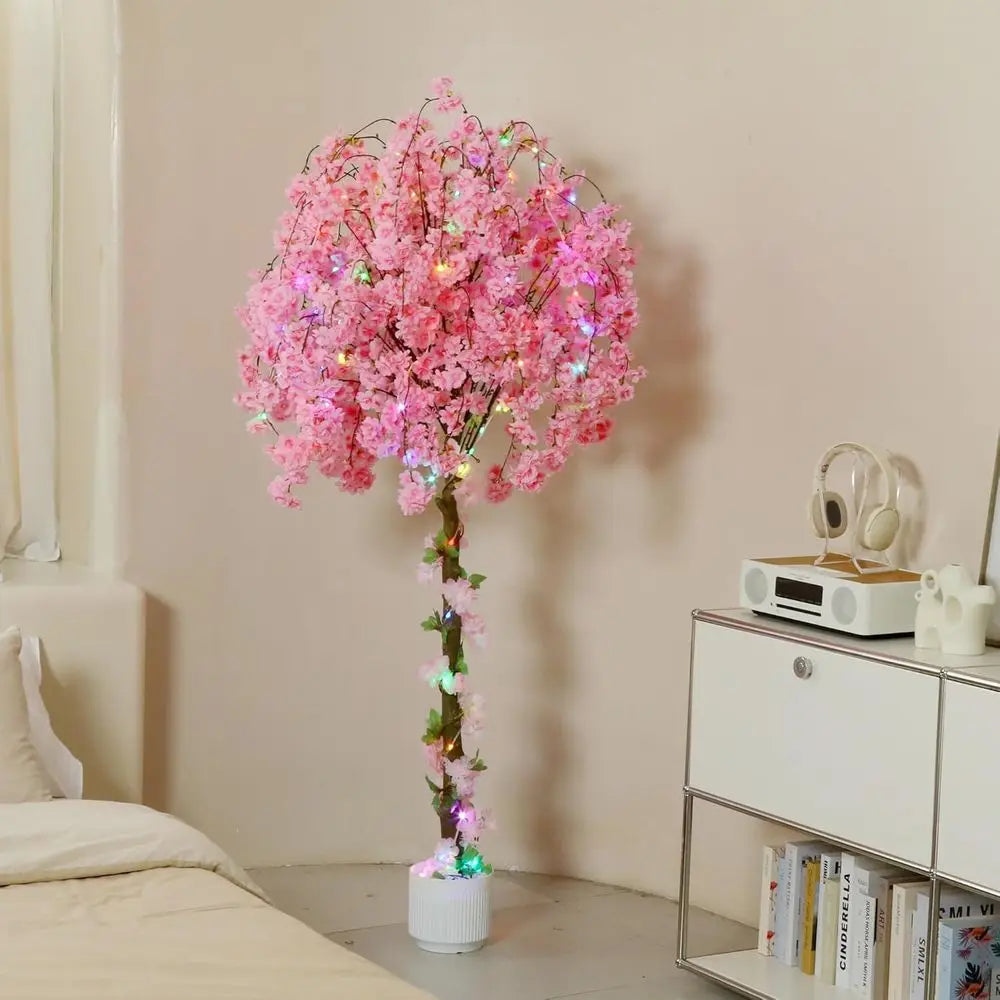 Artificial Cherry Blossom Tree 6FT with 100 LED Lights