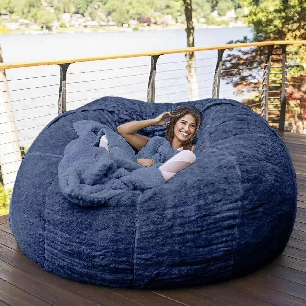 Plush Lazy Boy Faux Fur Bean Bag Sofa