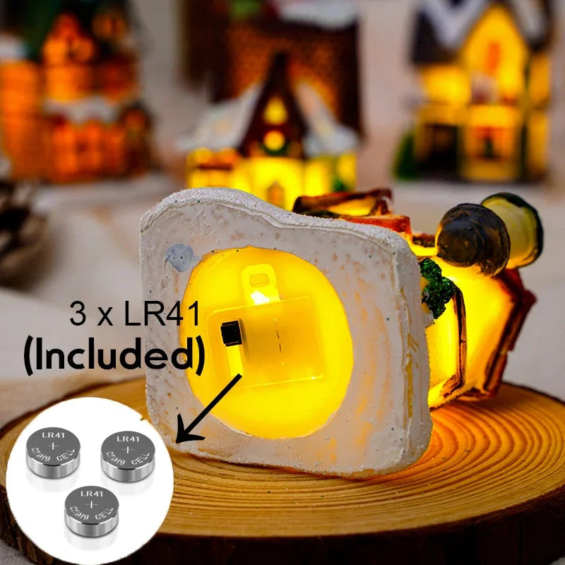 1~6pcs LED Luminous Castle Snow House Sculpture Xmas Decoration