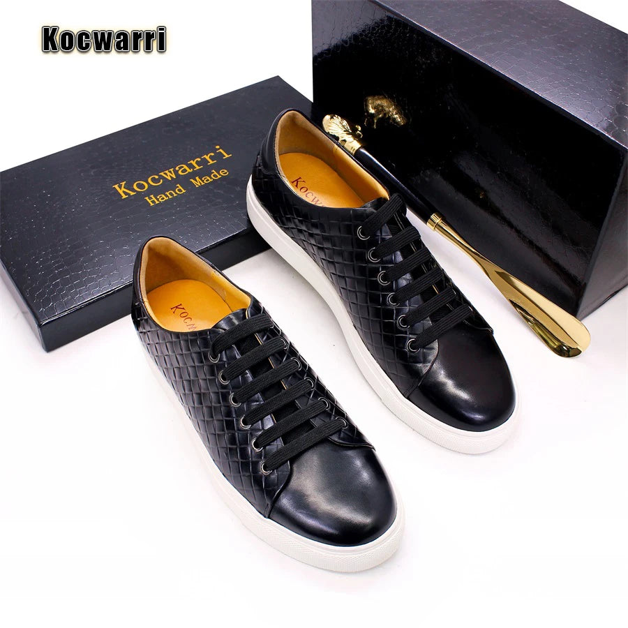 Men's Genuine Leather Shoes Comfortable Fish Pattern