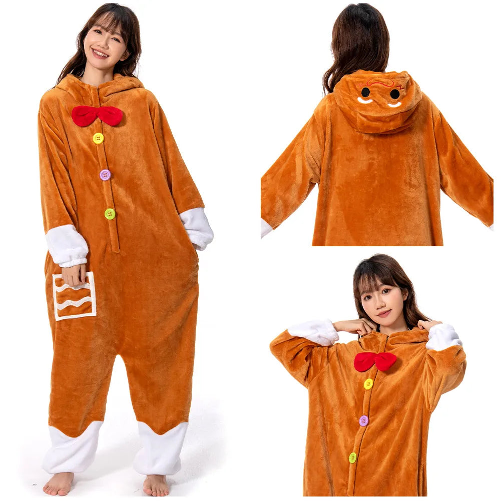 Gingerbread Man Onesie Pajamas Women Men Adult