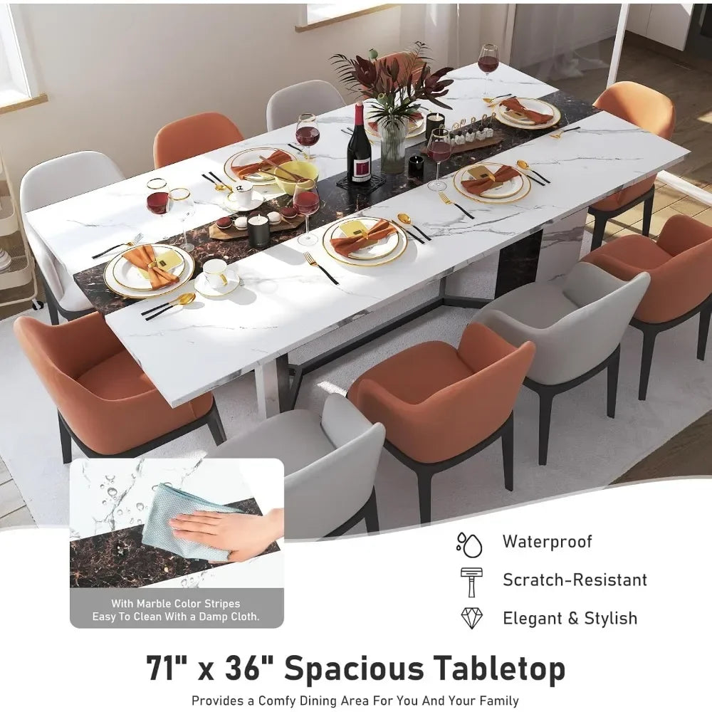 Marble-Color Wood Adjustable Leg.6ft Luxurious Dinner Table