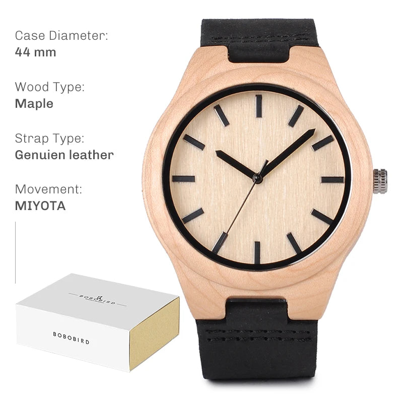 Natural Handcrafted Wooden Watches Lightweight