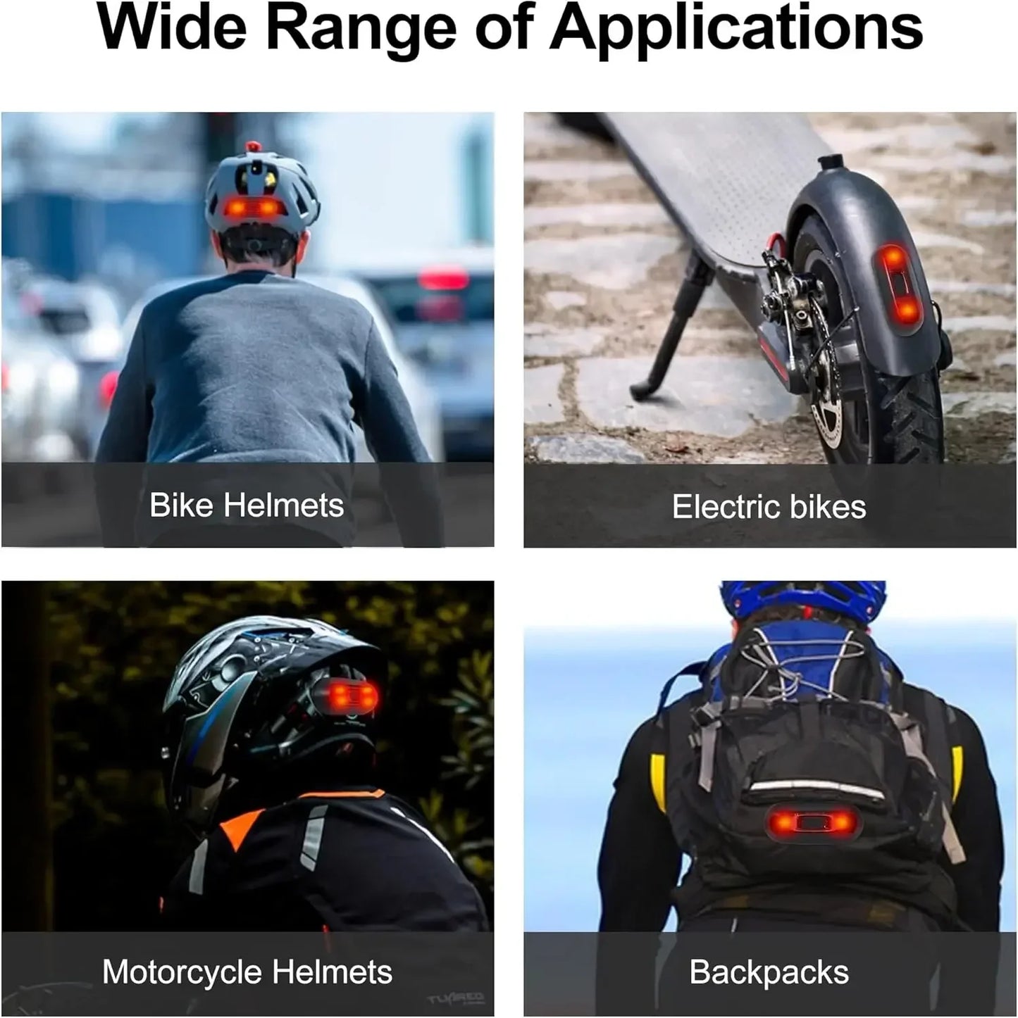 Motorcycle Helmet Light Rechargeable Flashing Tail Light