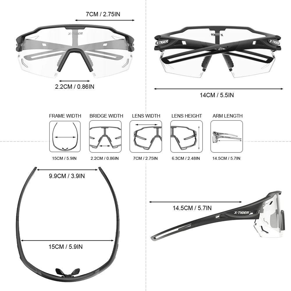 X-TIGER Photochromic Sunglasses Sport Cycling Glasses