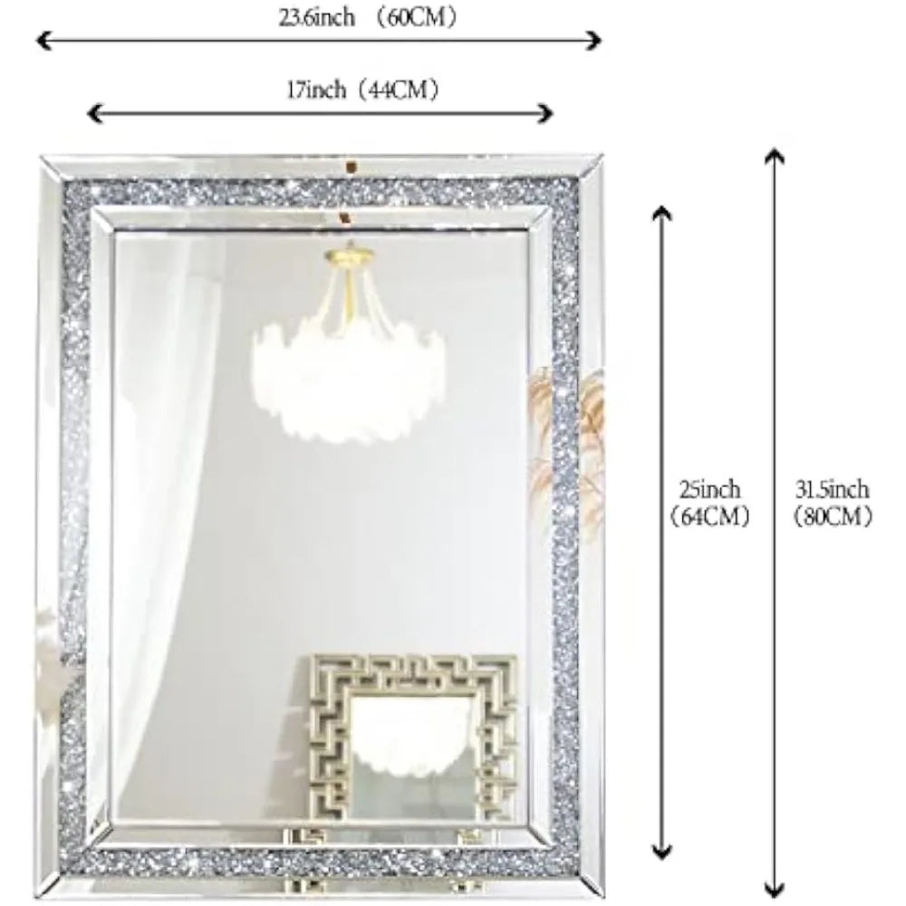 32 x 24 Inches Decorative Crystal Luxury Modern Mirror