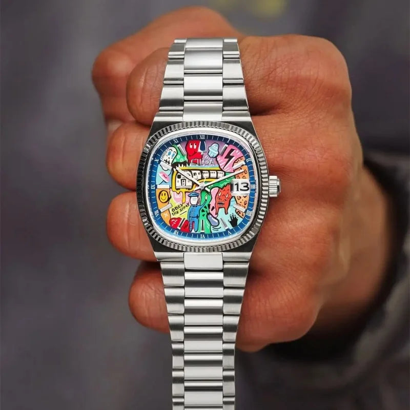 Painted Dial Waterproof Quartz Mens Watch