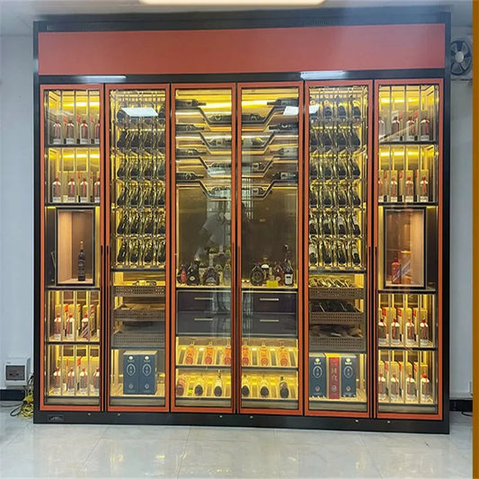 Thermostatic Luxury Glass Stainless Steel Wine Cabinet