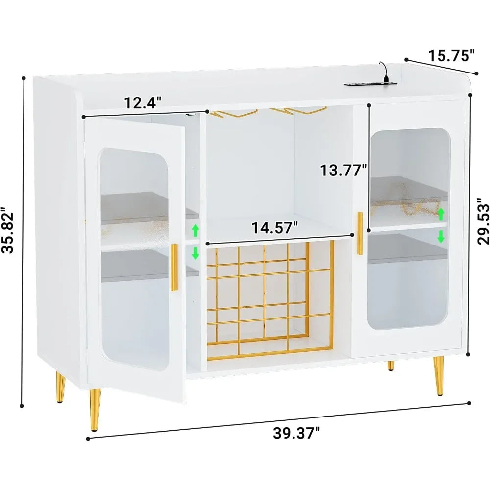 Cabinet Bar with Power Outlet and LED Lights
