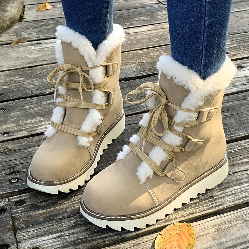 Women's Plush Lined Mid Calf Snow Boots