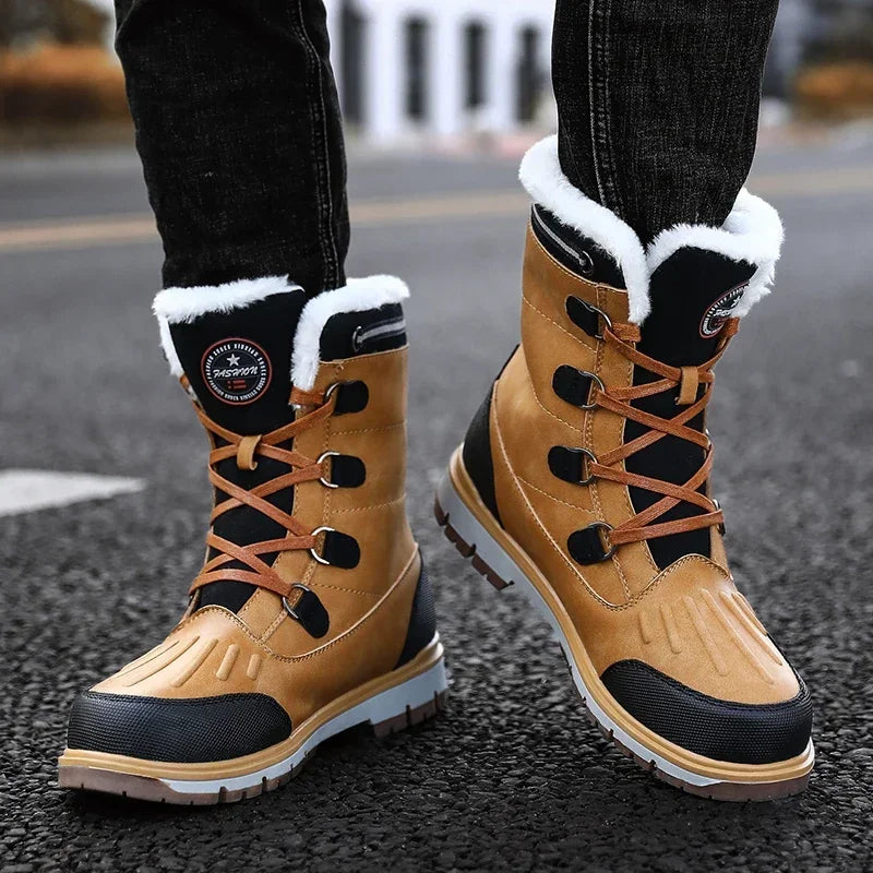 Warm Fur High-top Snow Boot Waterproof Leather Non-slip