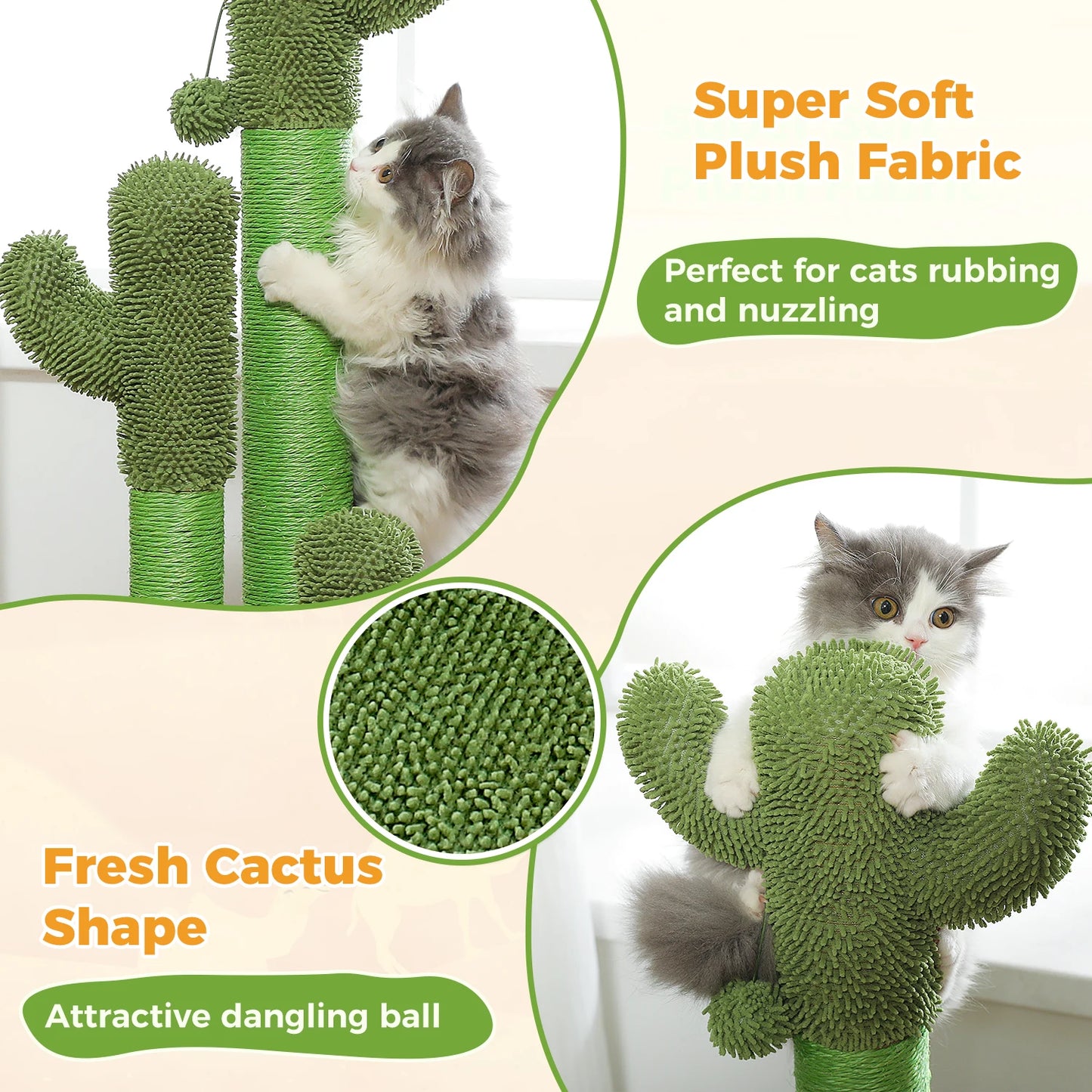 Cactus Cat Scratching Post with 3 Sisal Scratching Poles