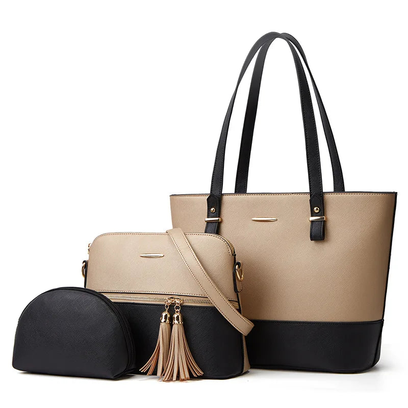 3PC Fashion Tote Crossbody Top Handle Bags
