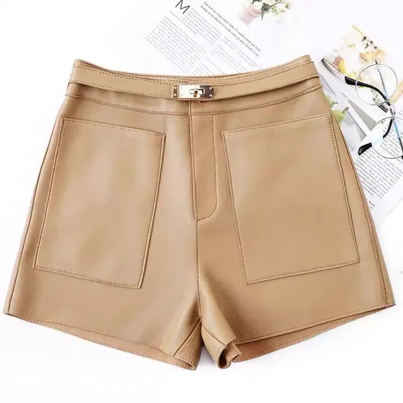 Real Sheepskin Leather Shorts