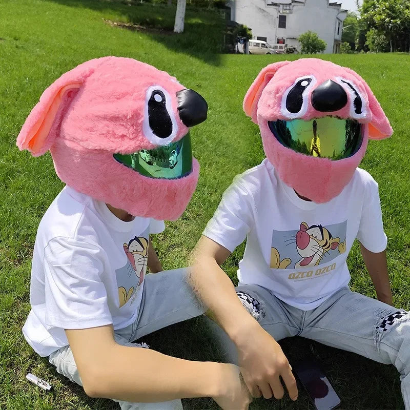 Cartoon Motorcycle Helmet Cover Fluffy Plush