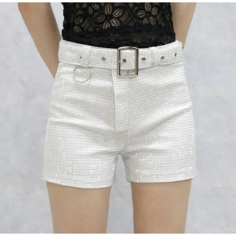 Black Rhinestone Belt Shorts
