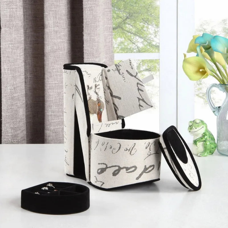 Velvet 9 inch High Heel Jewelry Storage Box