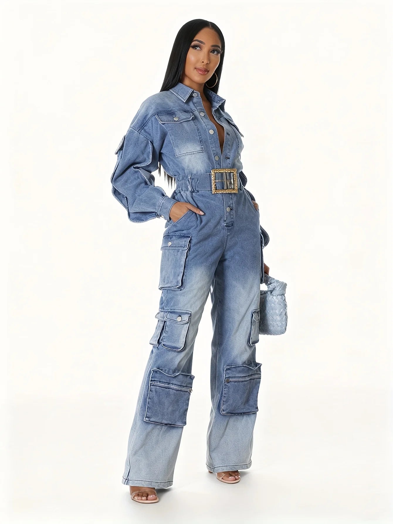 Retro Denim Workwear Jumpsuit