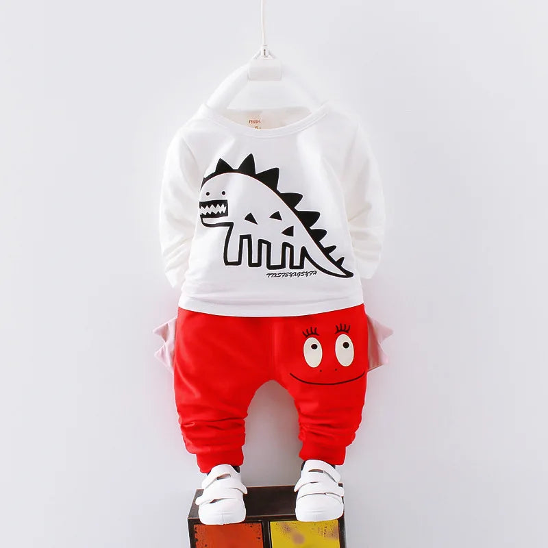 Three-Piece Cartoon Cute Dinosaurs Outfit