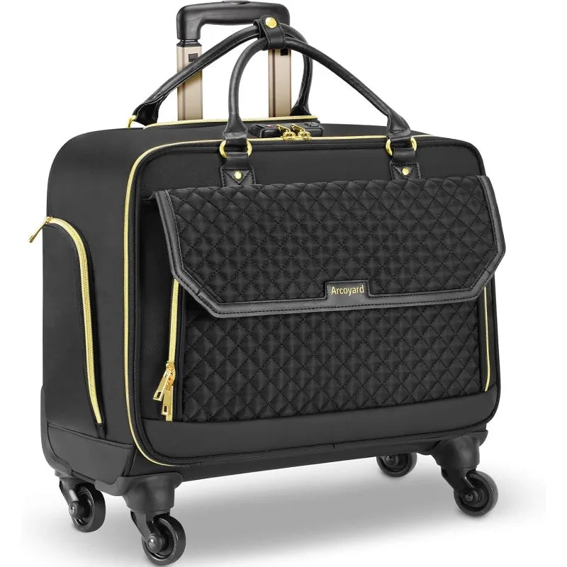 Rolling Laptop Bag with 4 Spinner Wheels and Telescopic Extendable Handle