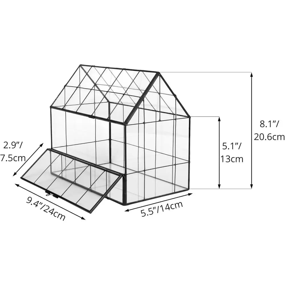 Geometric Glass Terrarium with Front Opening Door