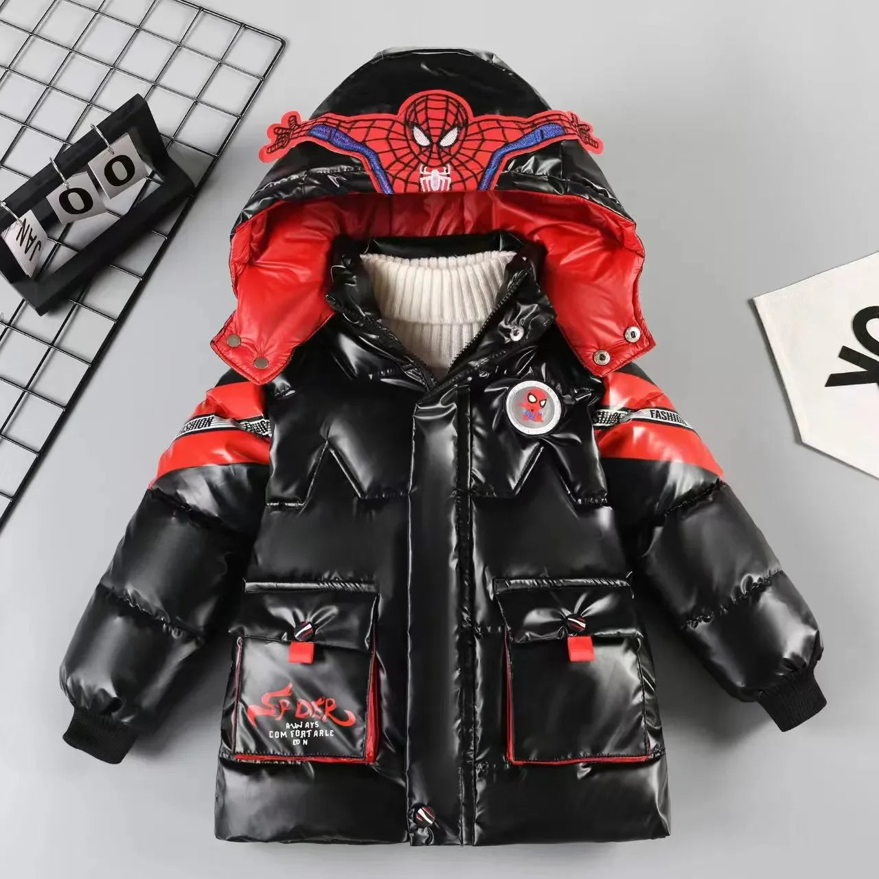 Spiderman Thicken Cotton-Padded Hooded Parka