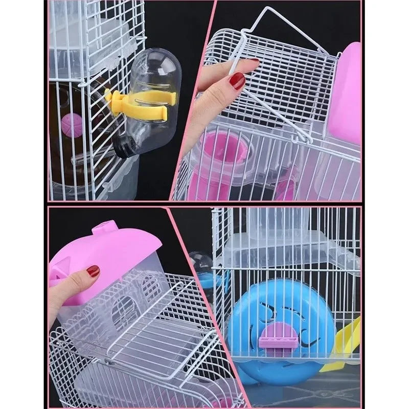 Double-Story Wire Cage with Feeding Bowl