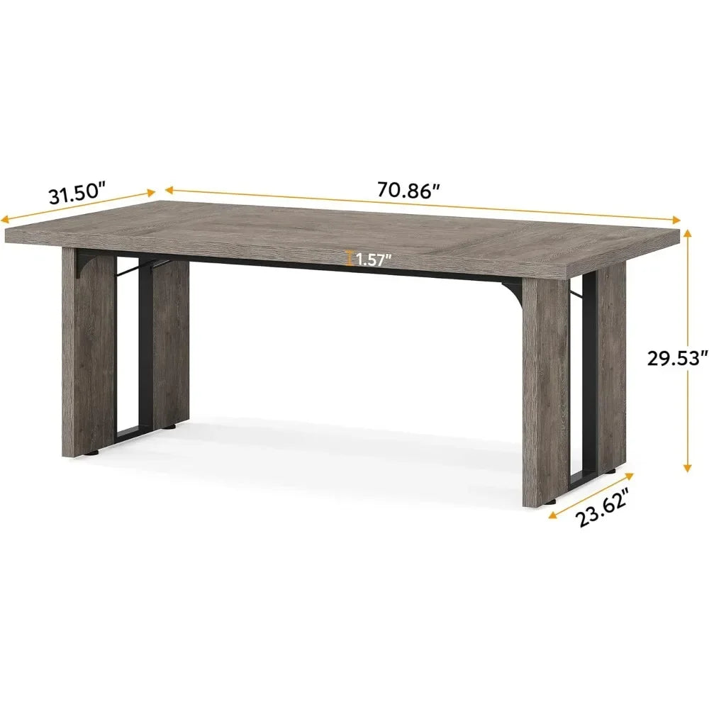 Large Dining Table for 6 to 8 People, Rustic Farmhouse Style