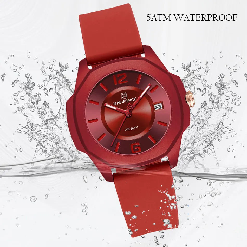 Women Quartz Silicone Strap Waterproof Sport Wristwatch