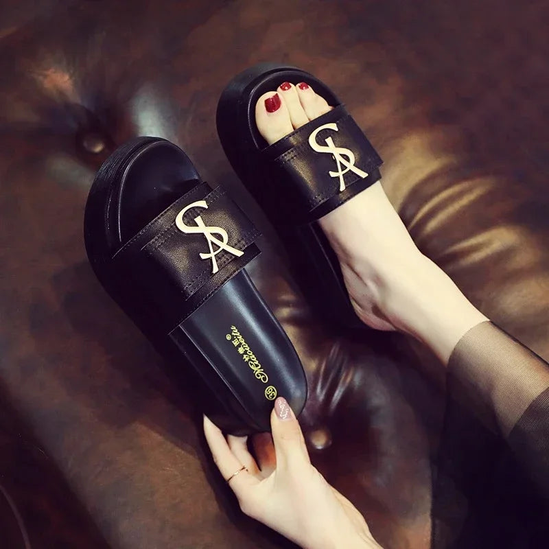 Design Slides Fashion Letters Open Toes Slippers