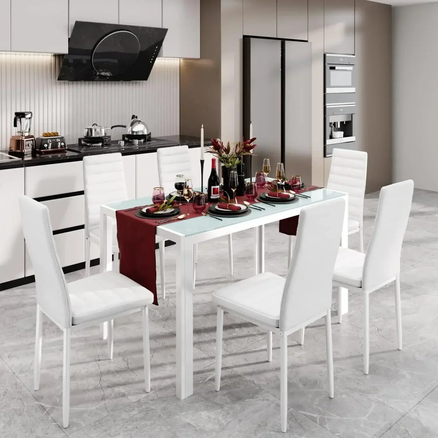 7 Piece Kitchen Table and Chairs Set for 6