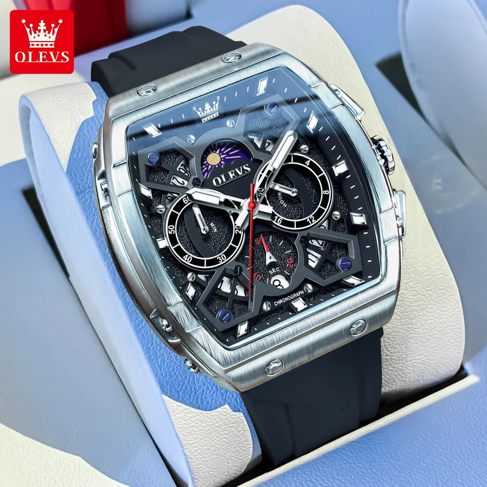 Moon Phase Chronograph Waterproof Quartz Wristwatch