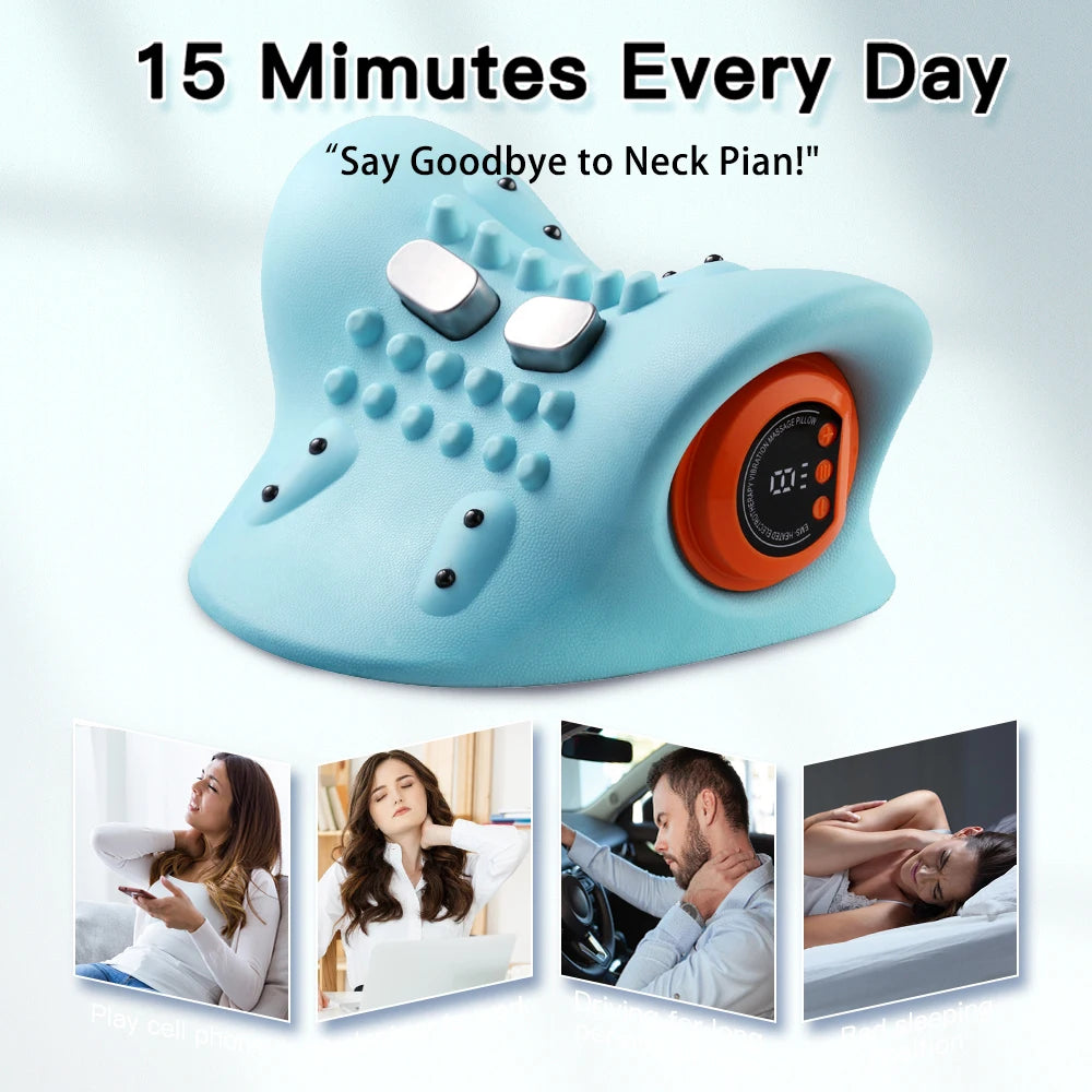 EMS Electric Neck Massager Cervical Point Massage Pillow Pain Relief