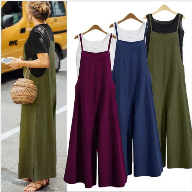 Women's Summer Wide Leg Bib Overalls