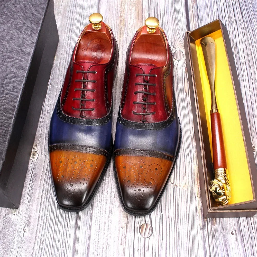 Luxury Brand Designer Men Oxford Shoes Genuine Leather