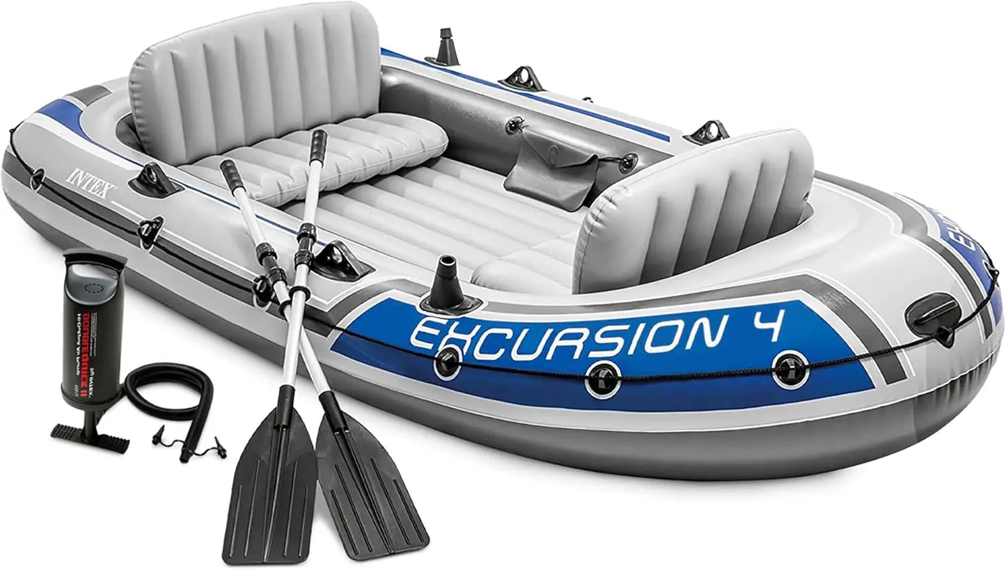 Excursion Inflatable Boat Includes Deluxe 54in Oars and High-Output Pump