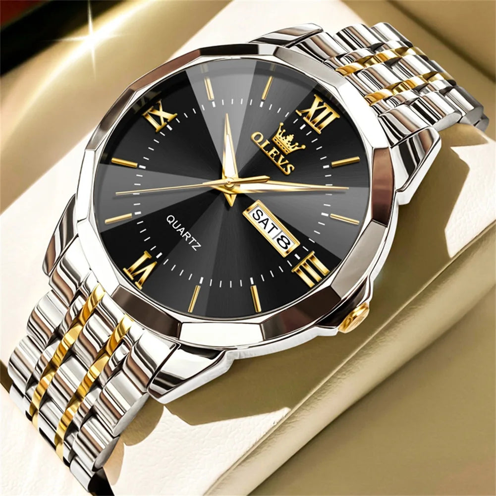 Quartz Waterproof Stainless Steel Luminous Wristwatch