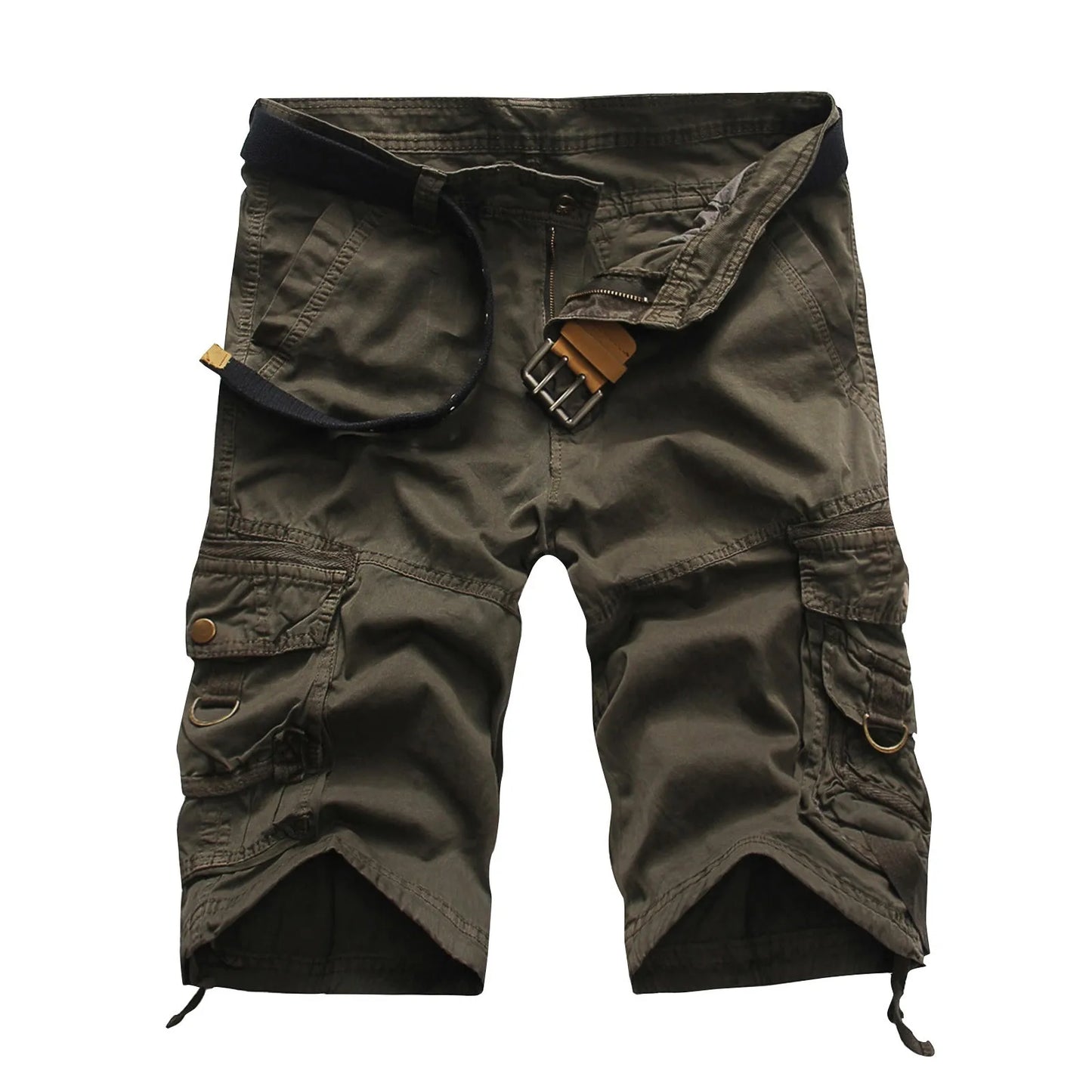 Men's Multi-Pocket Solid Color Casual Cargo Shorts
