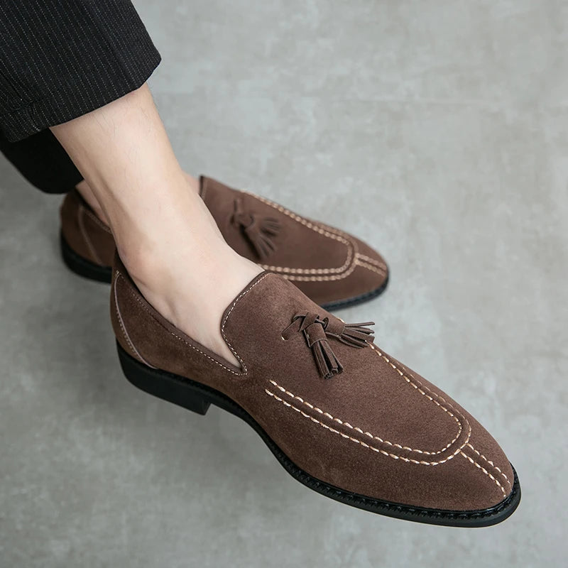 Men's Loafers Suede Slip-on Classic Dress Shoes